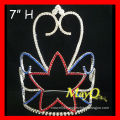 Colored Rhinestone Tall Star Patriotic Pageant Crown